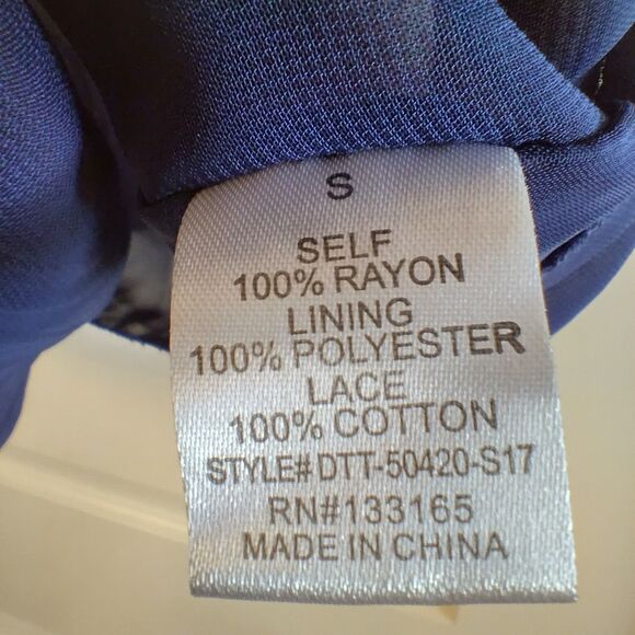 Altar'd State Navy Blue Minimalist Boho Babydoll Top S Crochet Festival Y2K - Picture 8 of 9